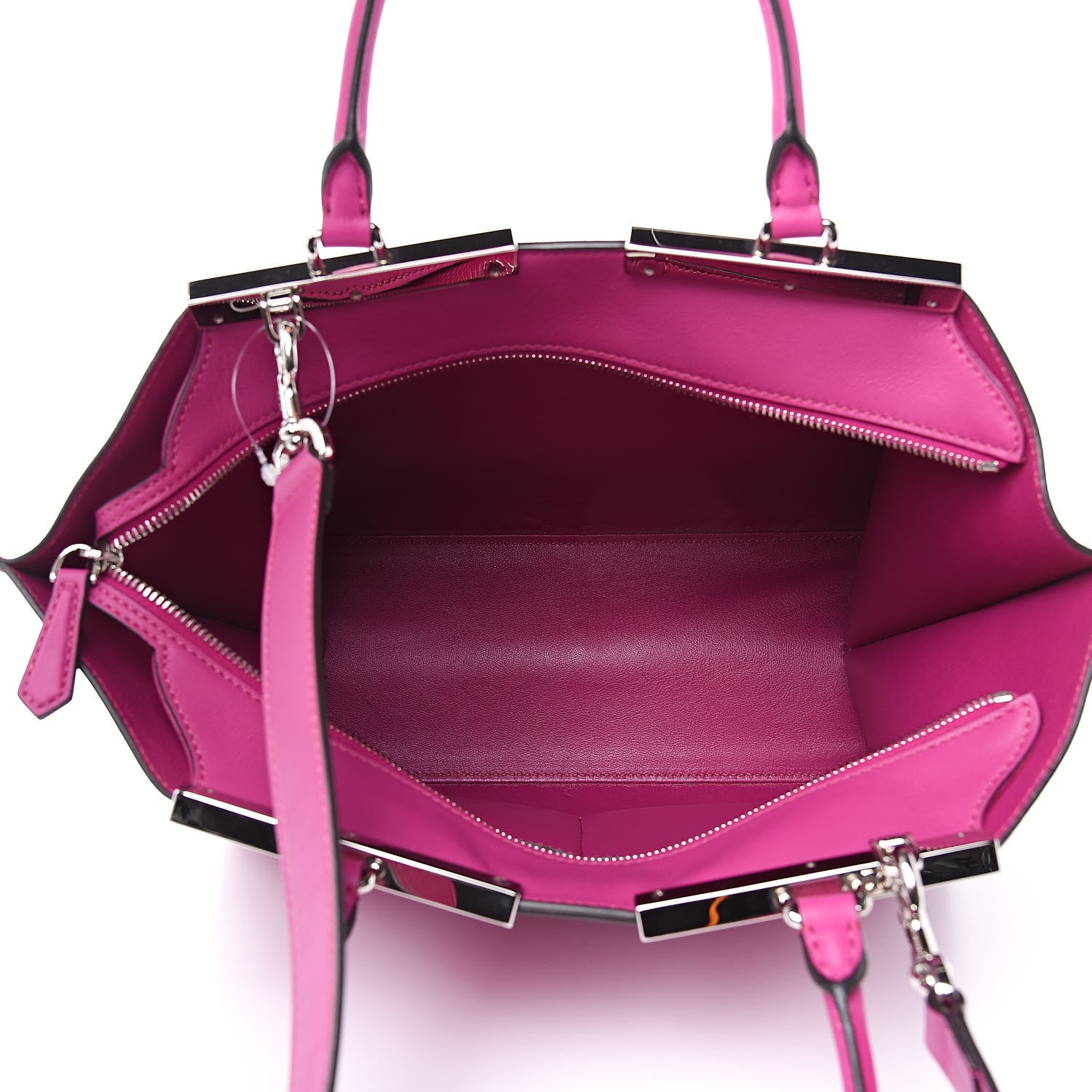 Fendi Vitello Pelo Flamingo Crocodile Embossed Petite 3Jours Tote Magenta 5 of 11