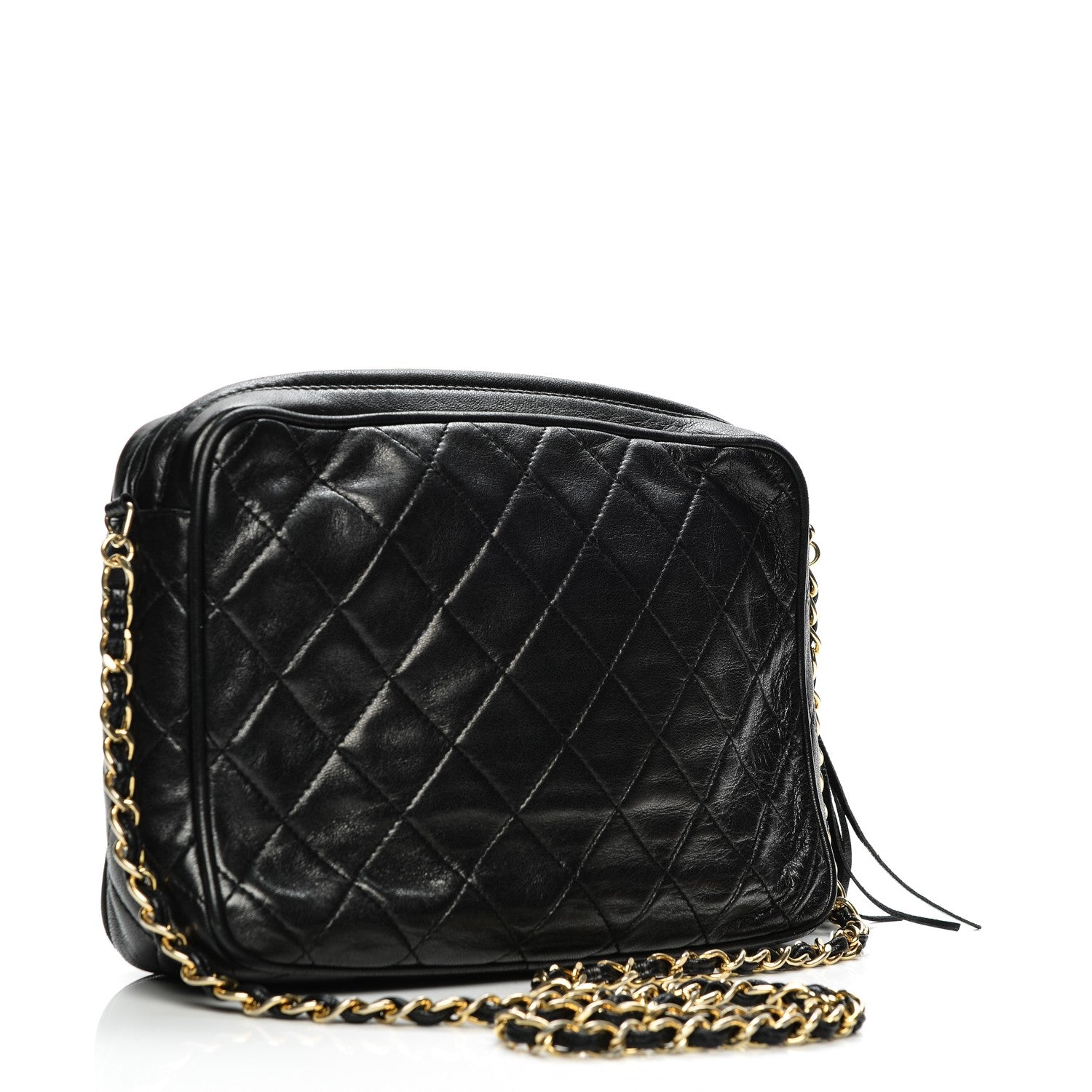 Chanel Lambskin Quilted Tassel Camera Case Black 3 of 9