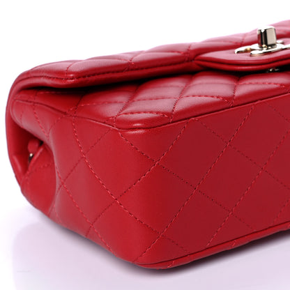Chanel Lambskin Quilted Mini Rectangular Flap Red 10 of 11