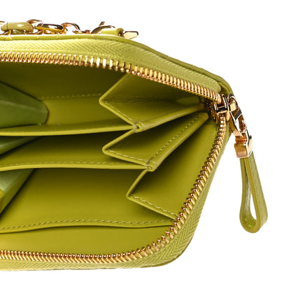 Christian Dior Lambskin Cannage Mini Caro Zipped Pouch on Chain Lime 5 of 10