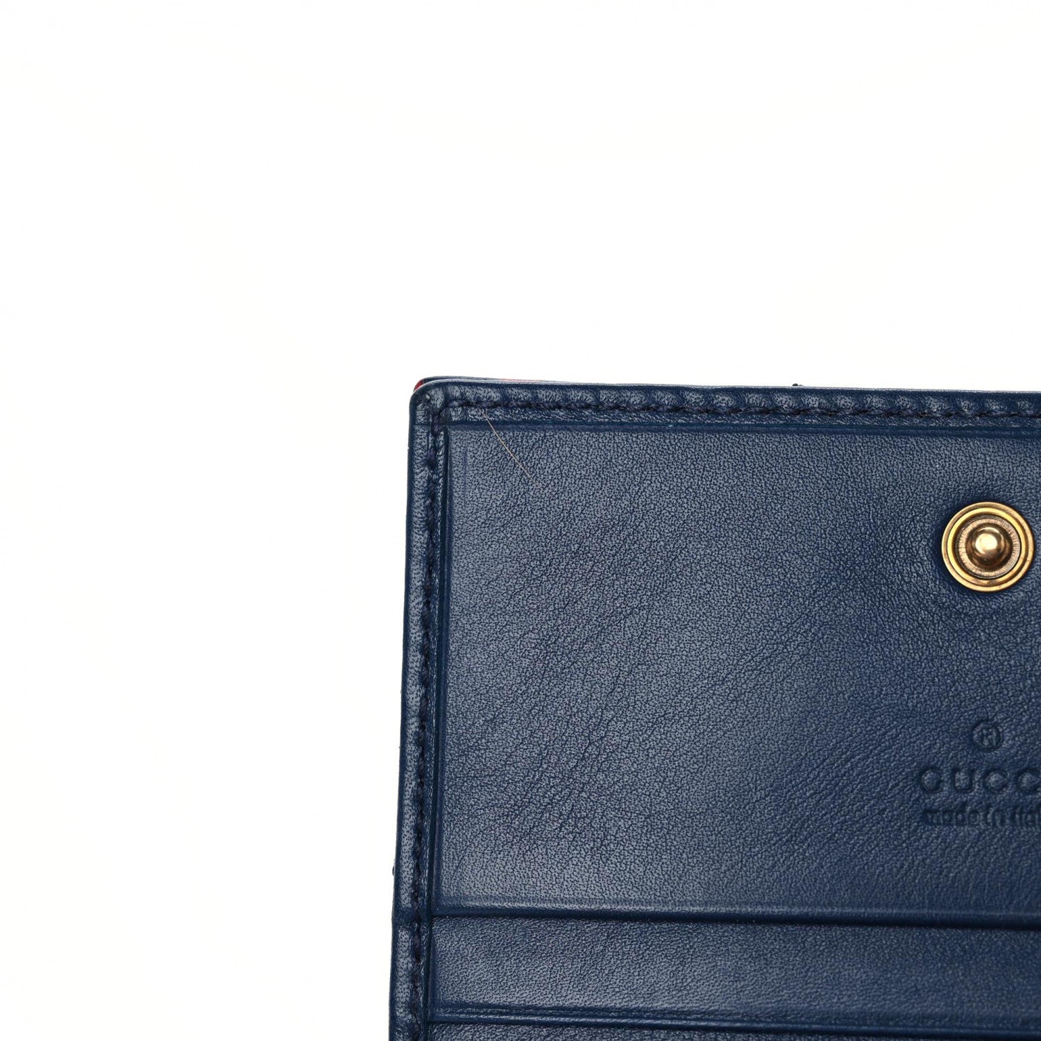 Gucci Calfskin Matelasse GucciGhost GG Marmont Card Case Blue Agata Hibiscus Red 7 of 19
