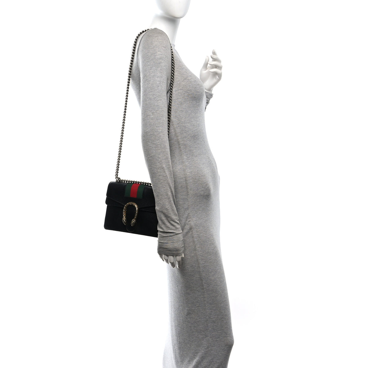 Gucci Calfskin Web Mini Dionysus Shoulder Bag Black 2 of 11