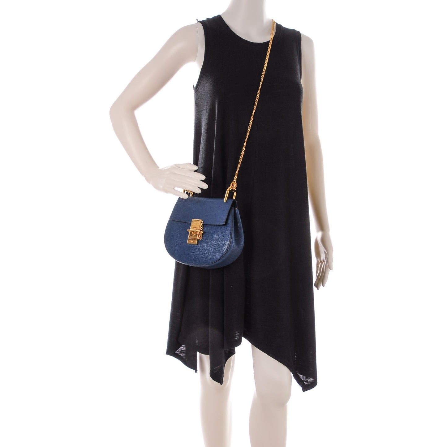 Grained Lambskin Mini Drew Shoulder Bag Factory Blue
