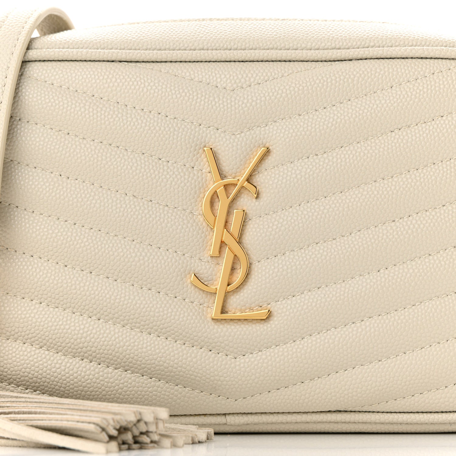 Saint Laurent Grain De Poudre Matelasse Monogram Mini Lou Camera Bag Crema Soft 8 of 11