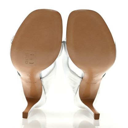 Louis Vuitton Metallic Lambskin Drapy Heel Mules 40 Silver 5 of 7