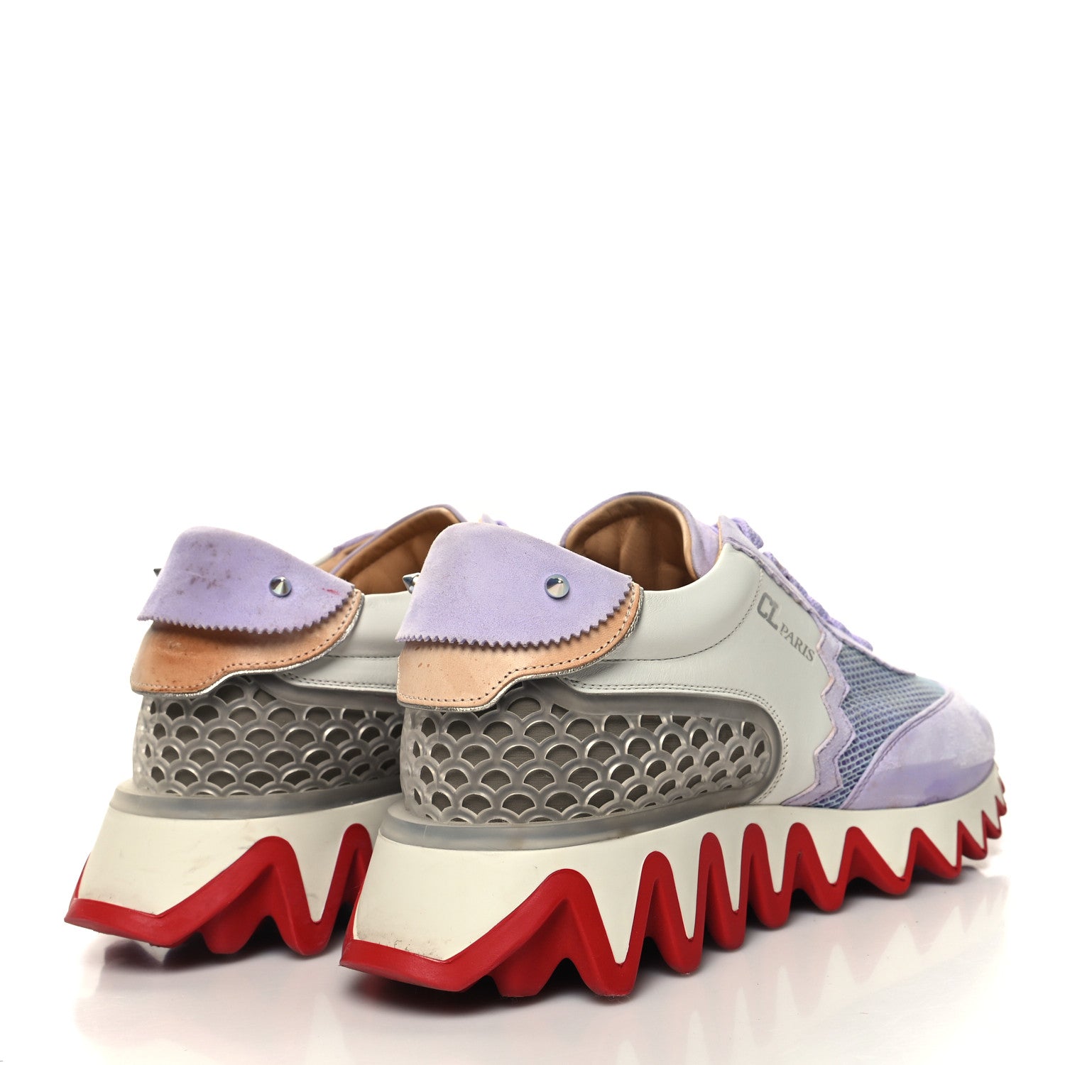 Christian Louboutin Suede Mesh Calfskin Neoprene Loubishark Sneakers 40 Lilac Smoke 4 of 13