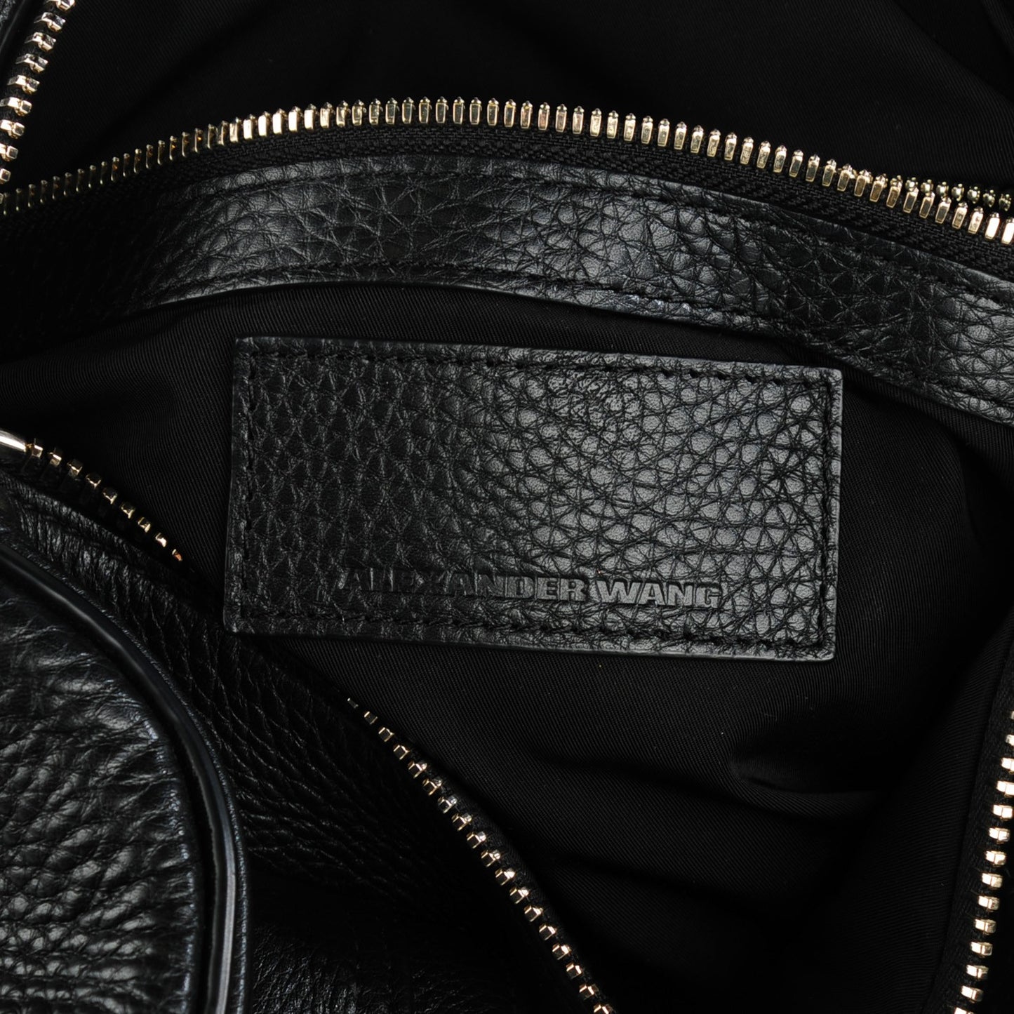 Pebbled Lambskin Rocco Duffel Black Pale Gold Hardware