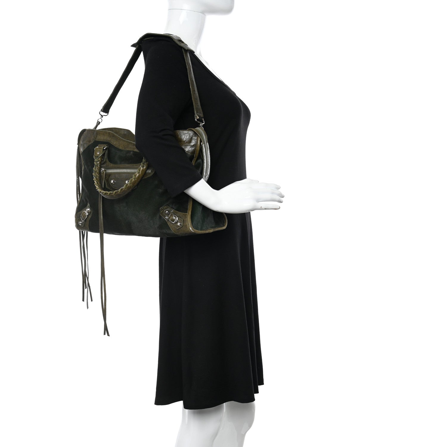 Balenciaga Agneau Pony Hair Classic Silver Hardware City Olive 2 of 19