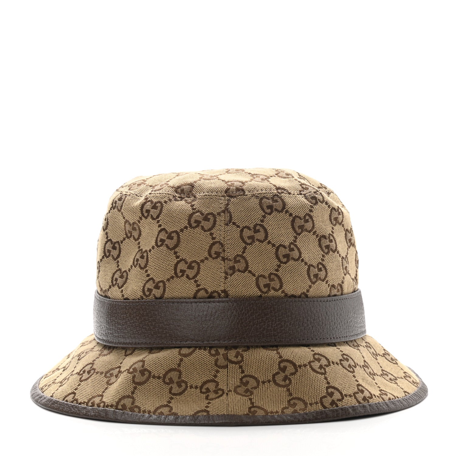 Gucci Monogram Textured Dollar Calfskin GG Jago Bucket Hat XL Cacao Beige 6 of 9