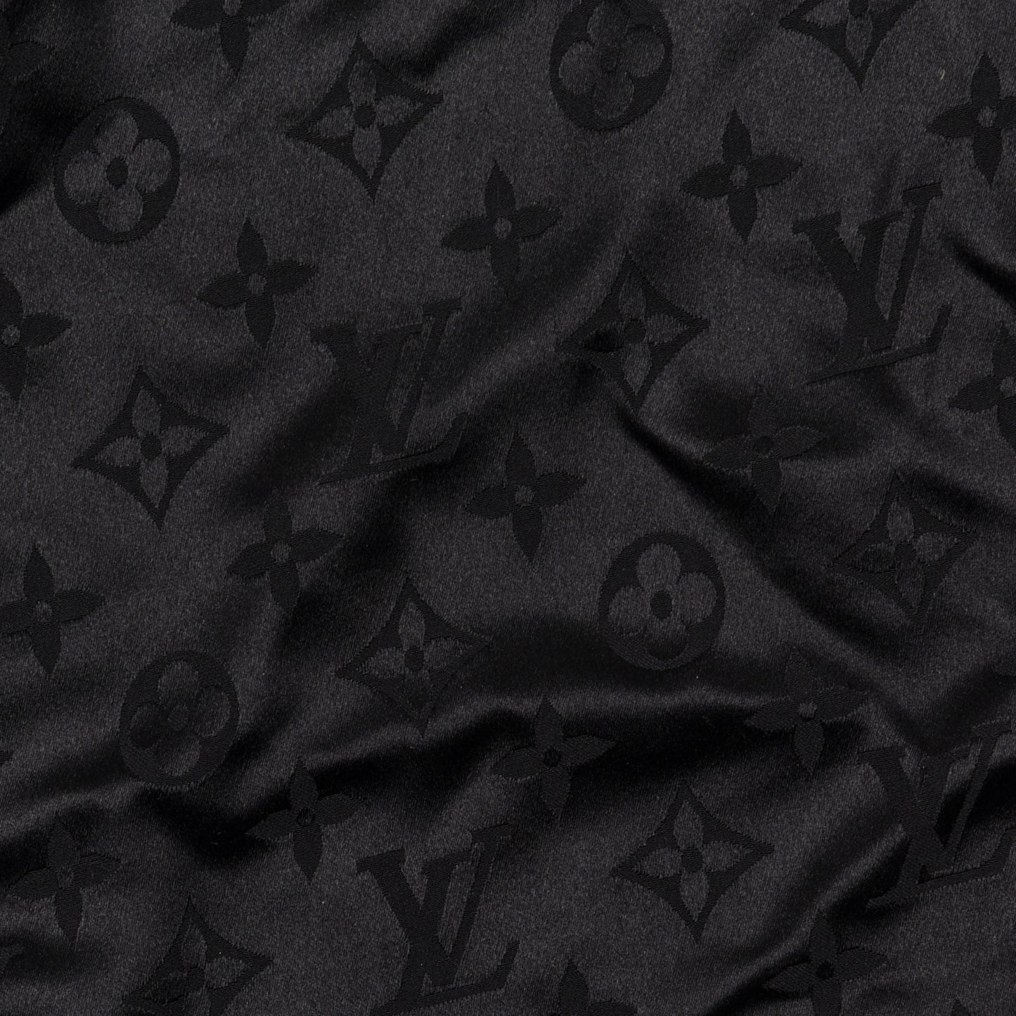 Silk Strass Monogram Flower Crown Triangle Scarf Black