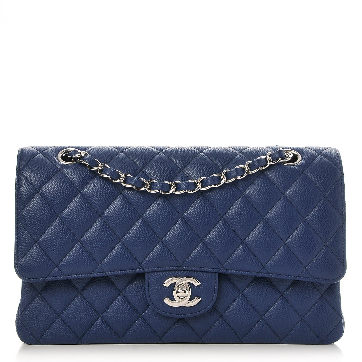 Chanel Caviar Quilted Medium Double Flap Dark Blue 1 of 8