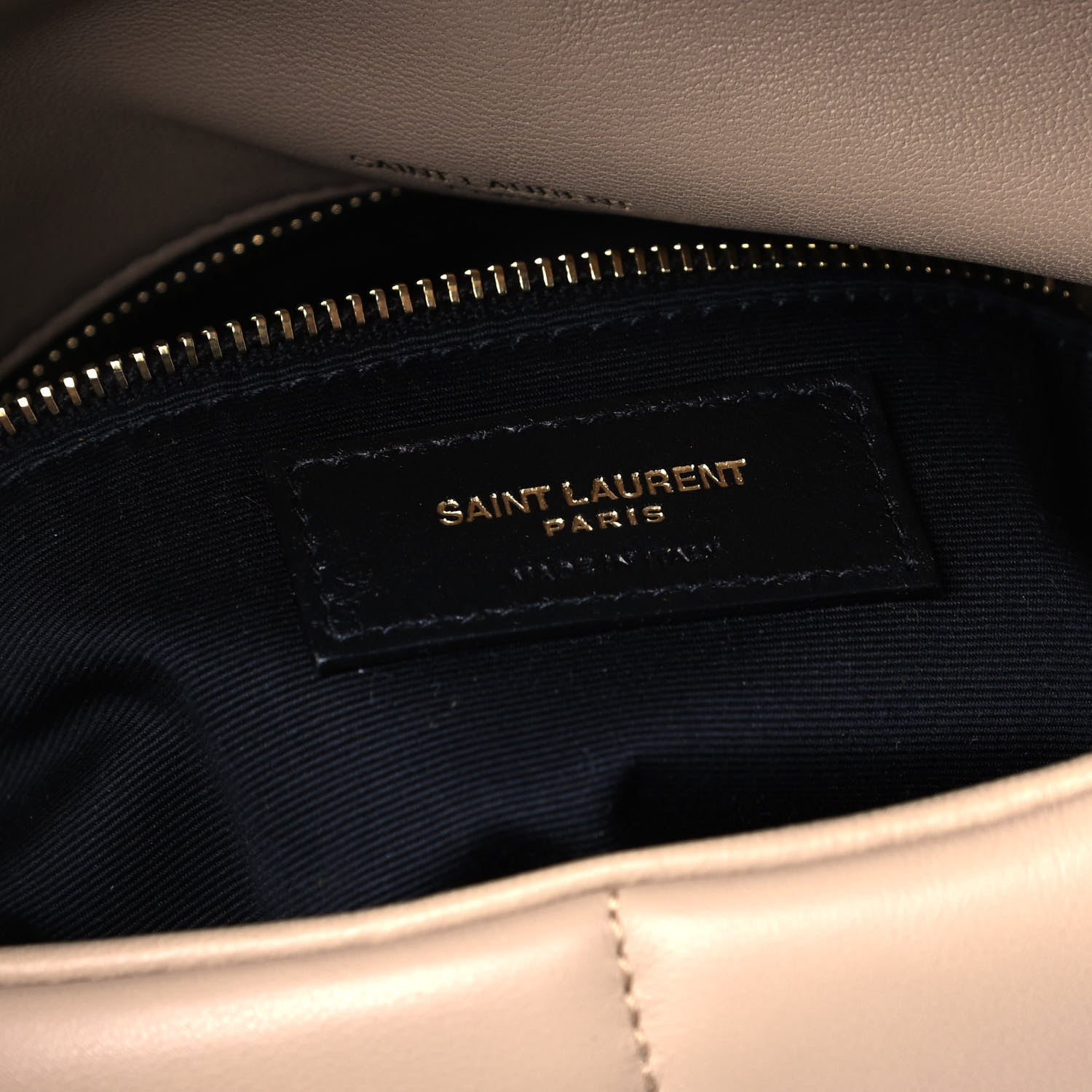 Saint Laurent Lambskin Quilted Small Loulou Puffer Monogram Chain Satchel Dark Beige 5 of 9