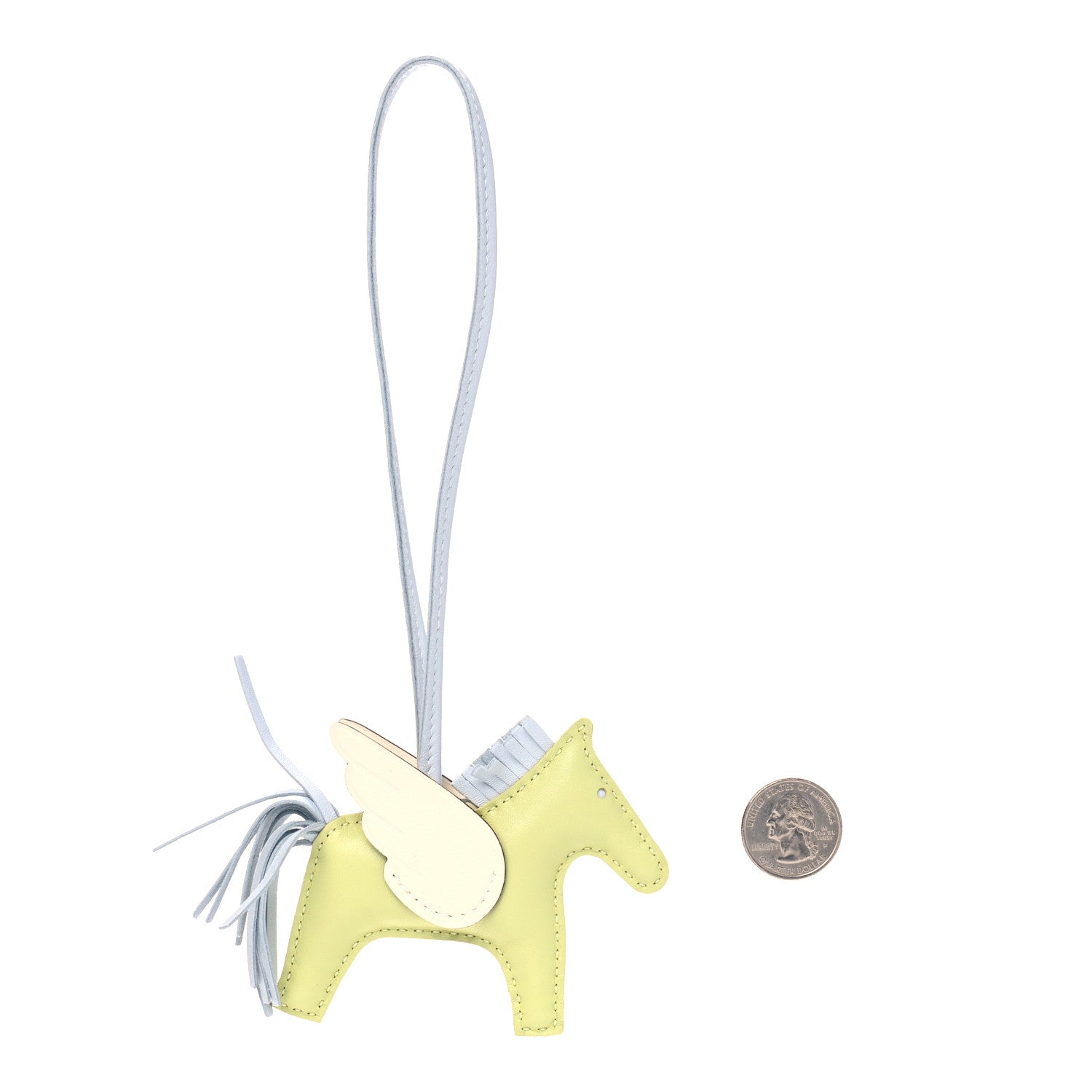 Hermes Milo Lambskin Grigri Rodeo Pegase Horse Bag Charm PM Jaune Bourgeon Bleu Brume Nata 2 of 4