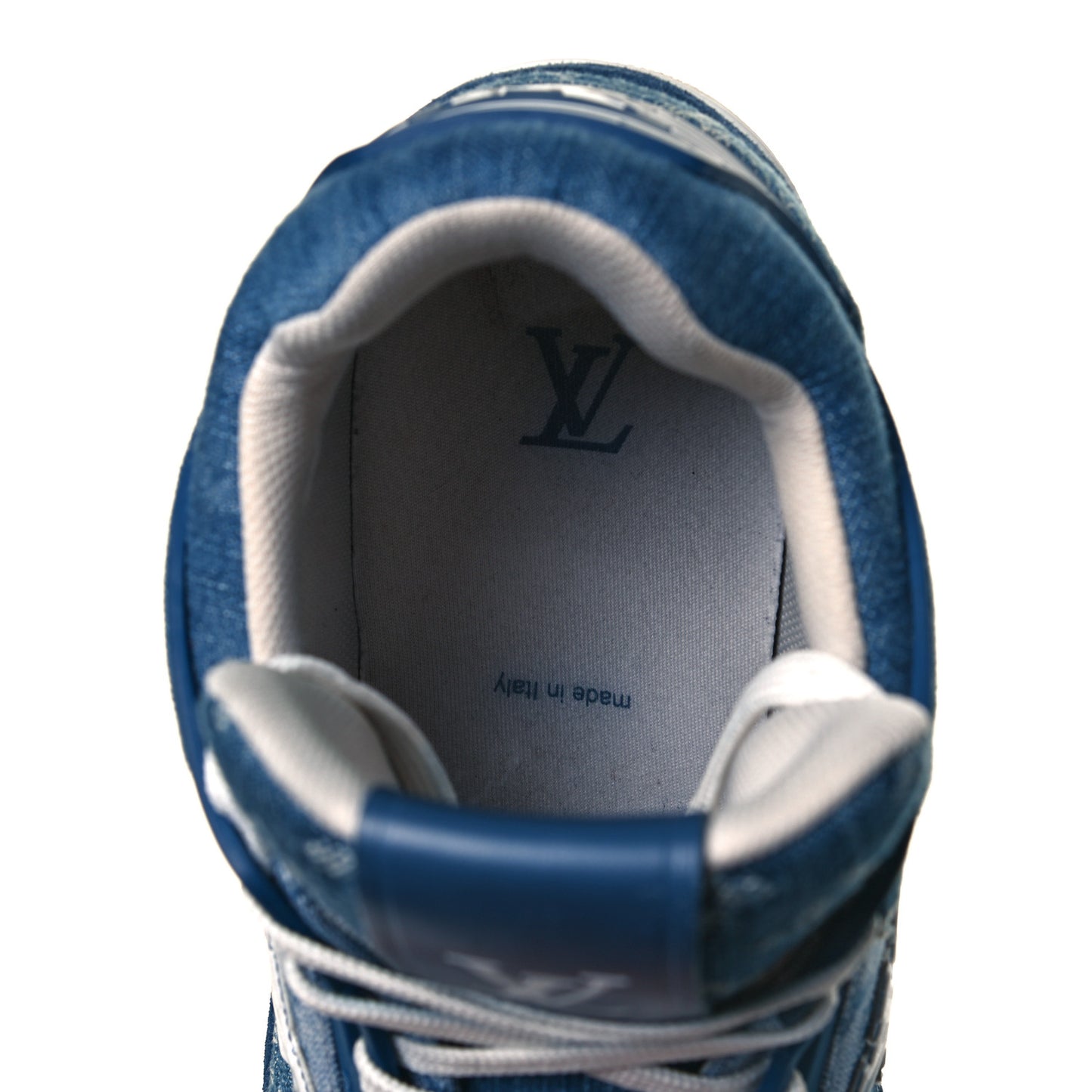 Monogram Denim Mens Trainer Sneakers 11 Blue