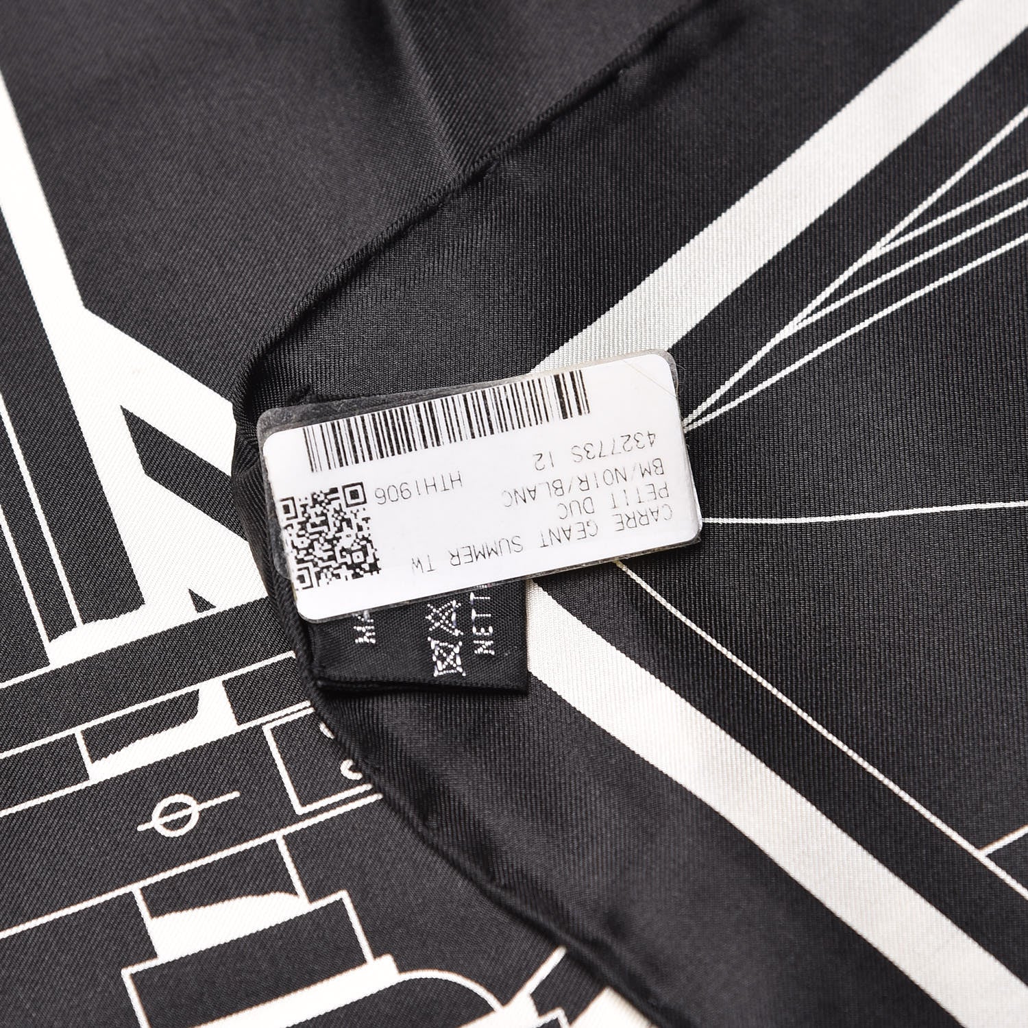 Hermes Silk Carre Geant Summer Petit Duc Scarf 140 Black White 4 of 5