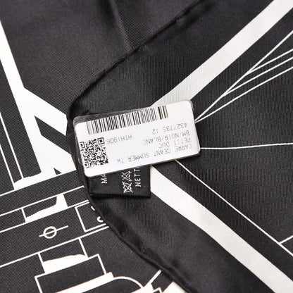 Hermes Silk Carre Geant Summer Petit Duc Scarf 140 Black White 4 of 5