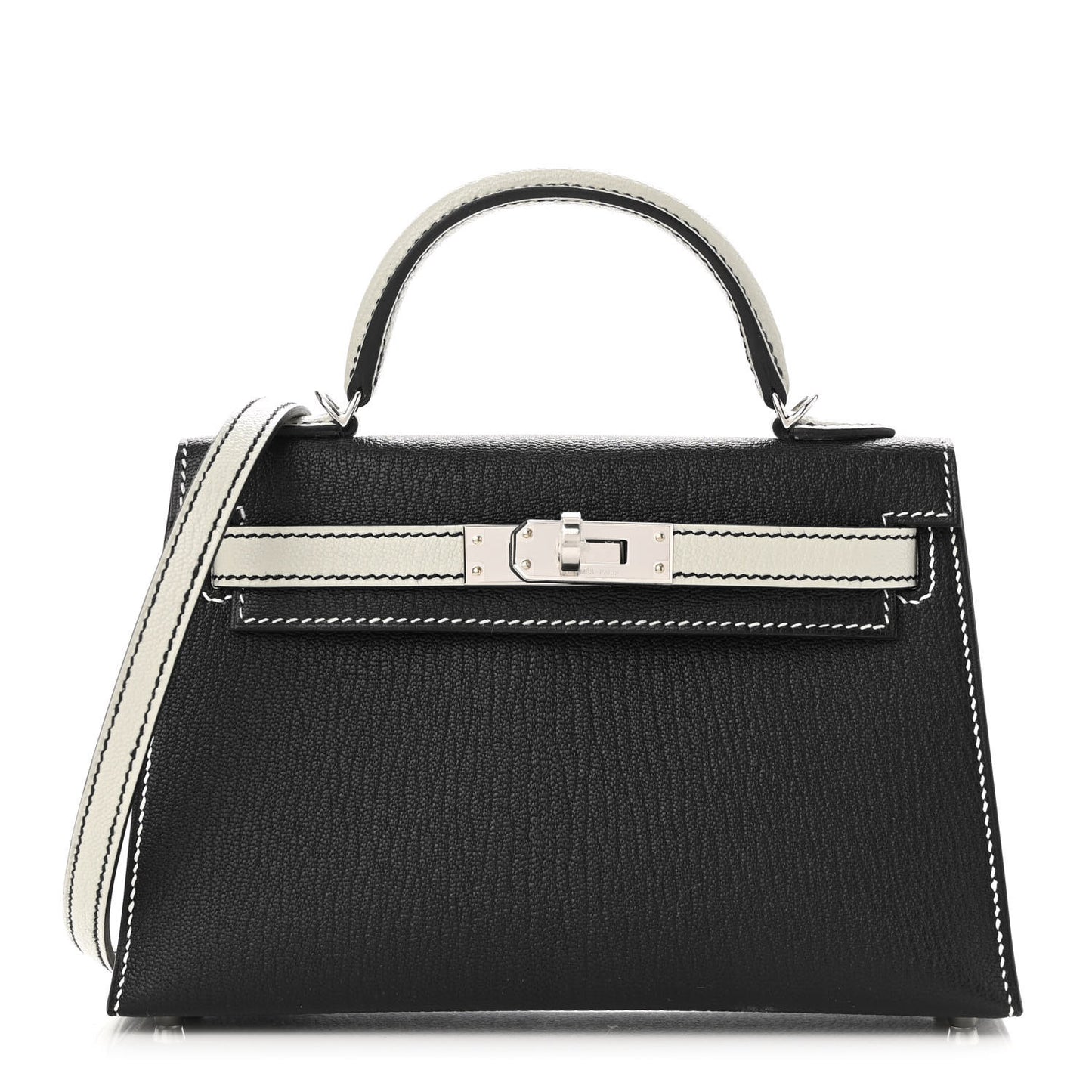 Chevre Mysore Horseshoe Mini Kelly Sellier 20 Black Gris Meyer