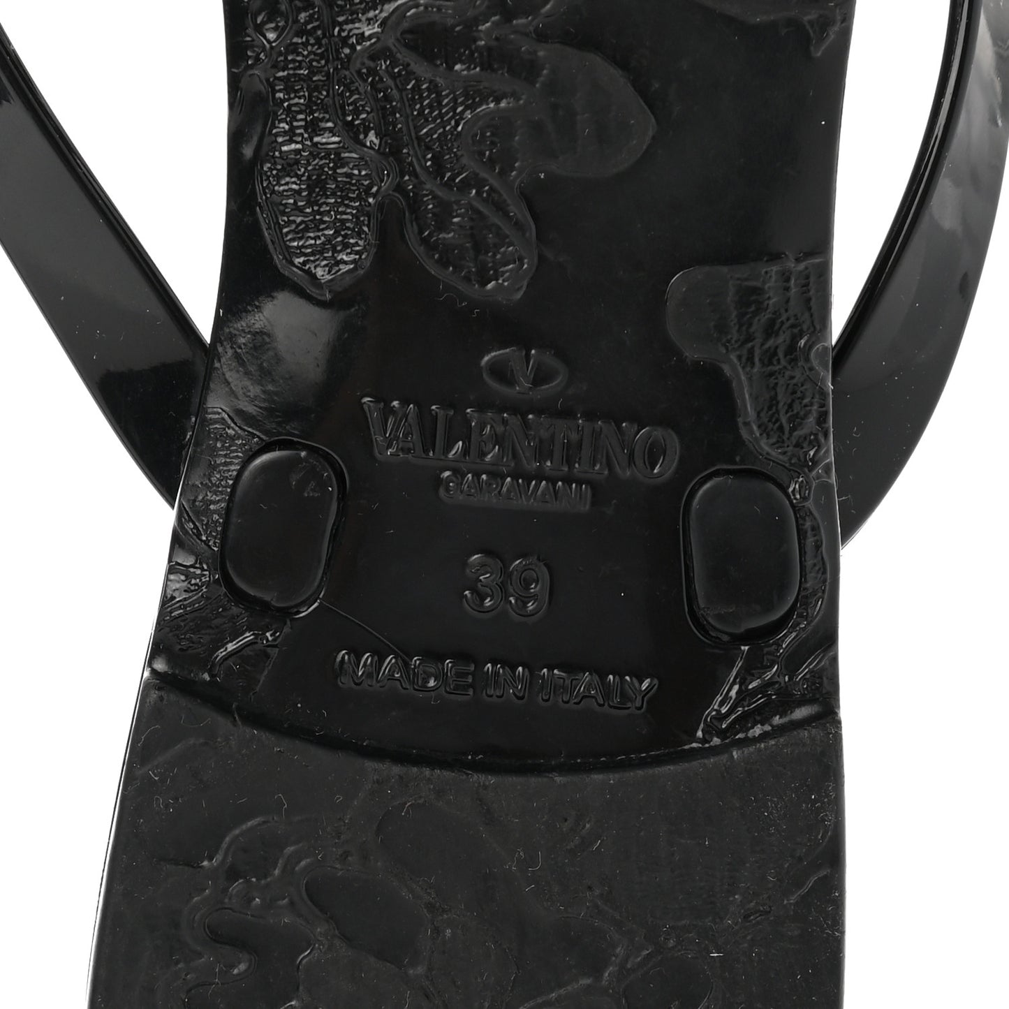 PVC Jelly Rockstud Bow Thong Sandals 39 Black