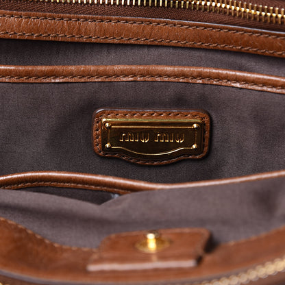 Miu Miu Vitello Lux Gathered Tote Palissandro 6 of 15