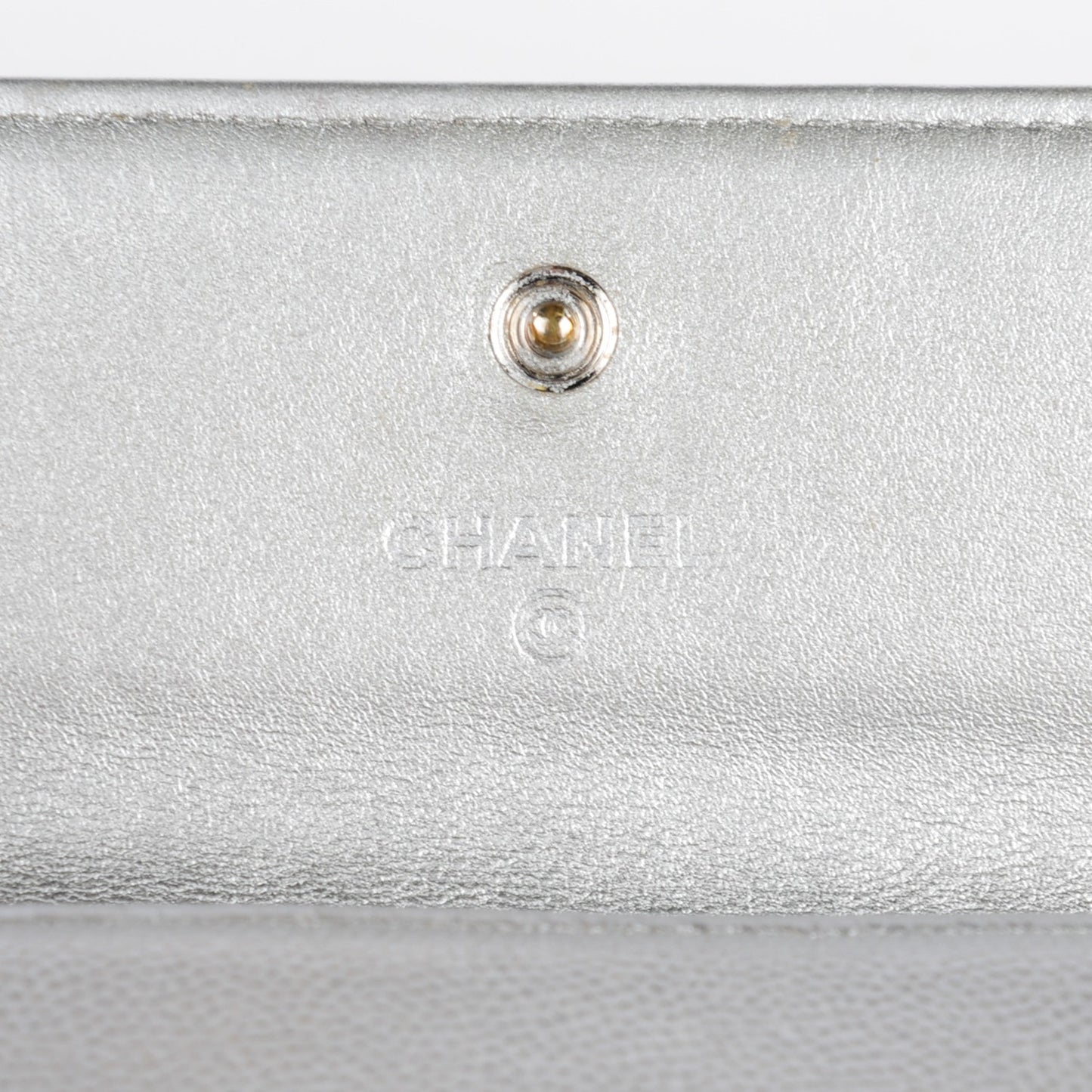 Metallic Caviar Sevruga Long Flap Wallet Silver