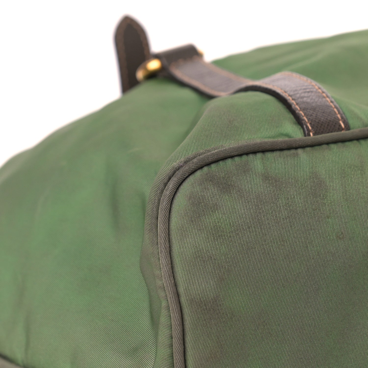 Prada Saffiano Tessuto Nylon Shopping Tote Green Brown 8 of 24
