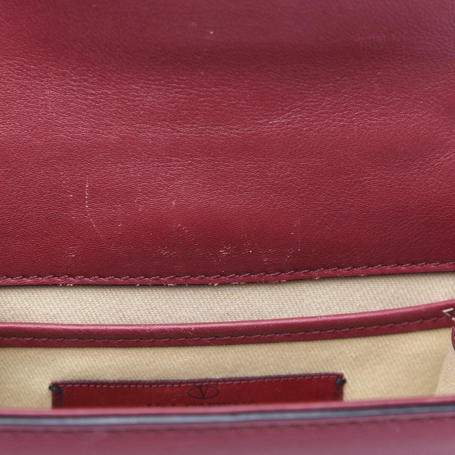 Vitello Mini Glam Lock Rockstud Flap Red