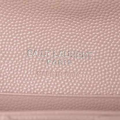 Saint Laurent Grain De Poudre Matelasse Chevron Small Monogram Envelope Wallet Pale Blush 6 of 9