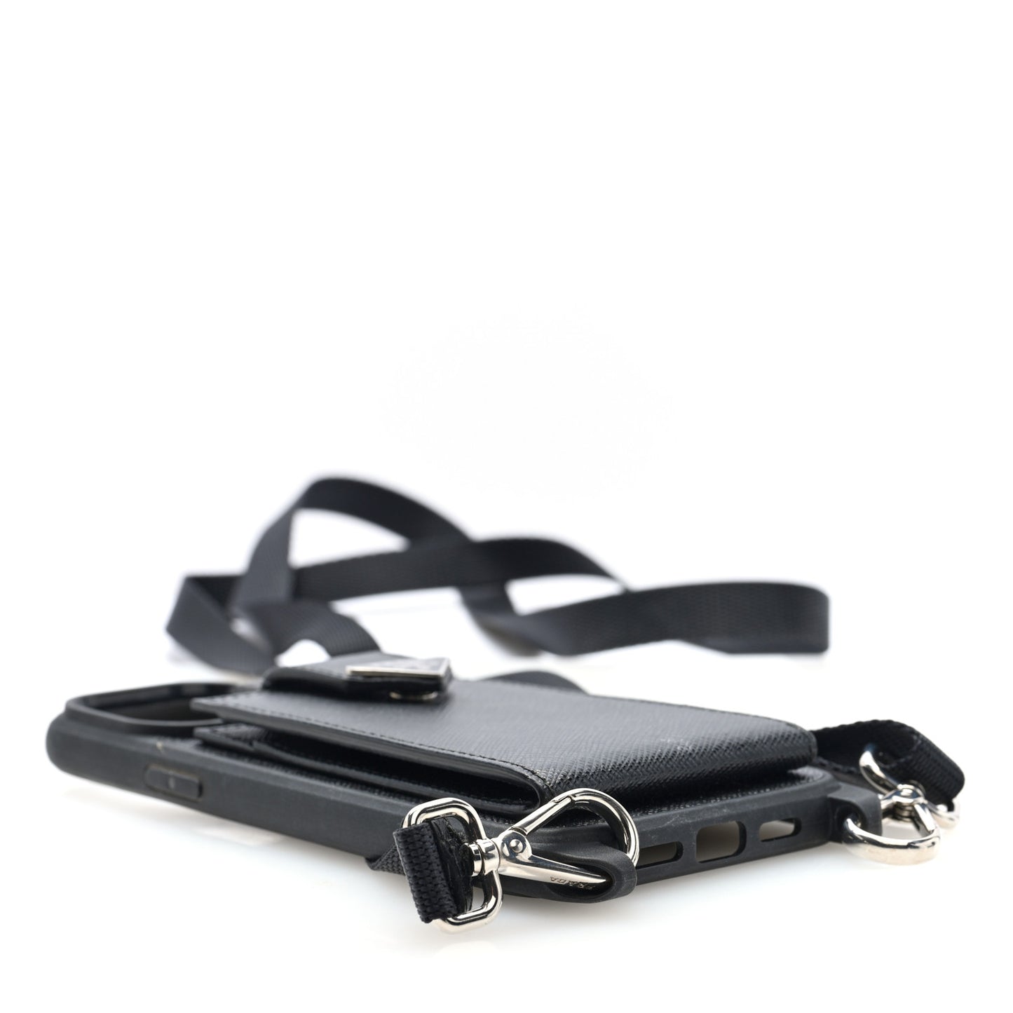 Saffiano iPhone 16 Pro Max Case With Strap Black