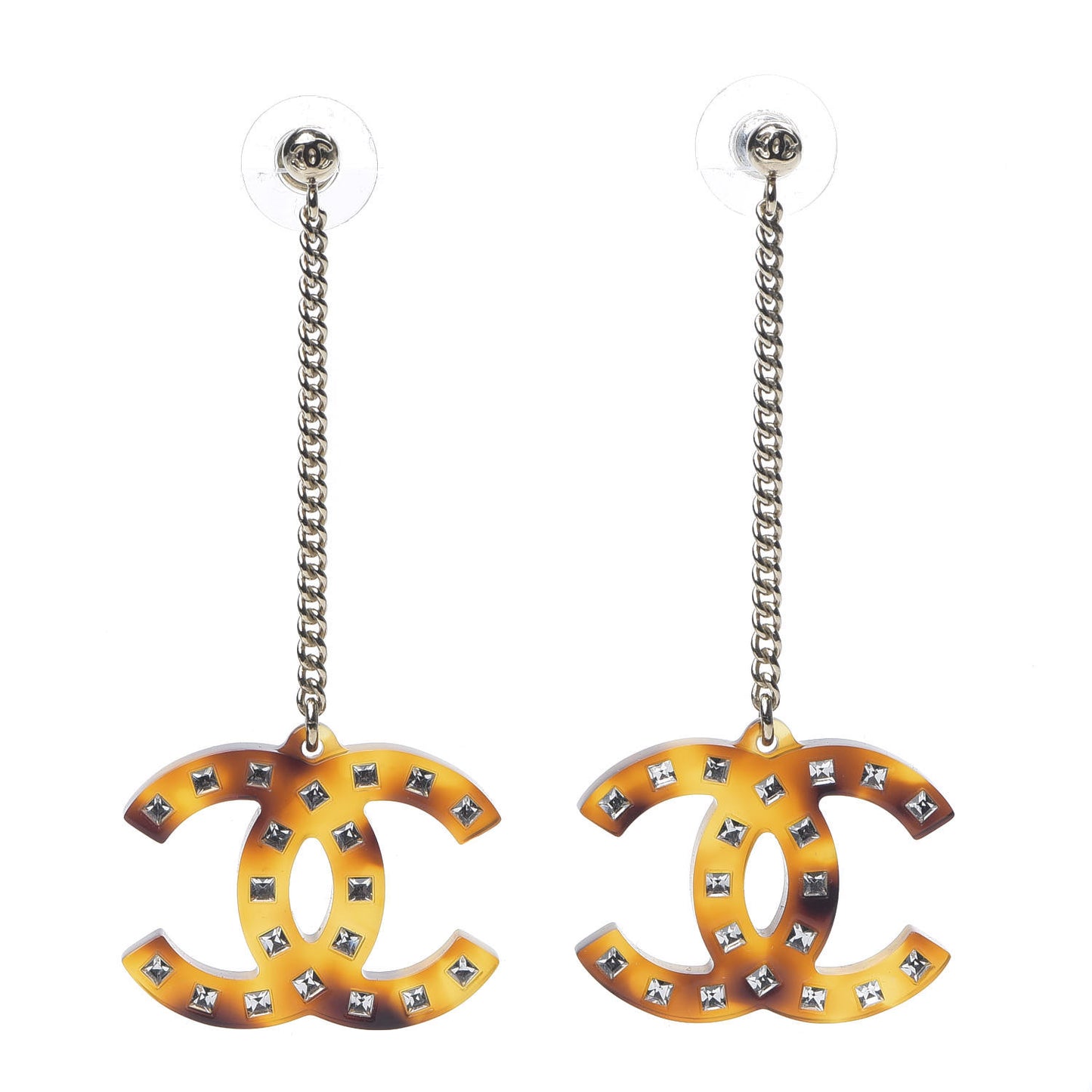 CC Crystal Drop Earrings Tortoise