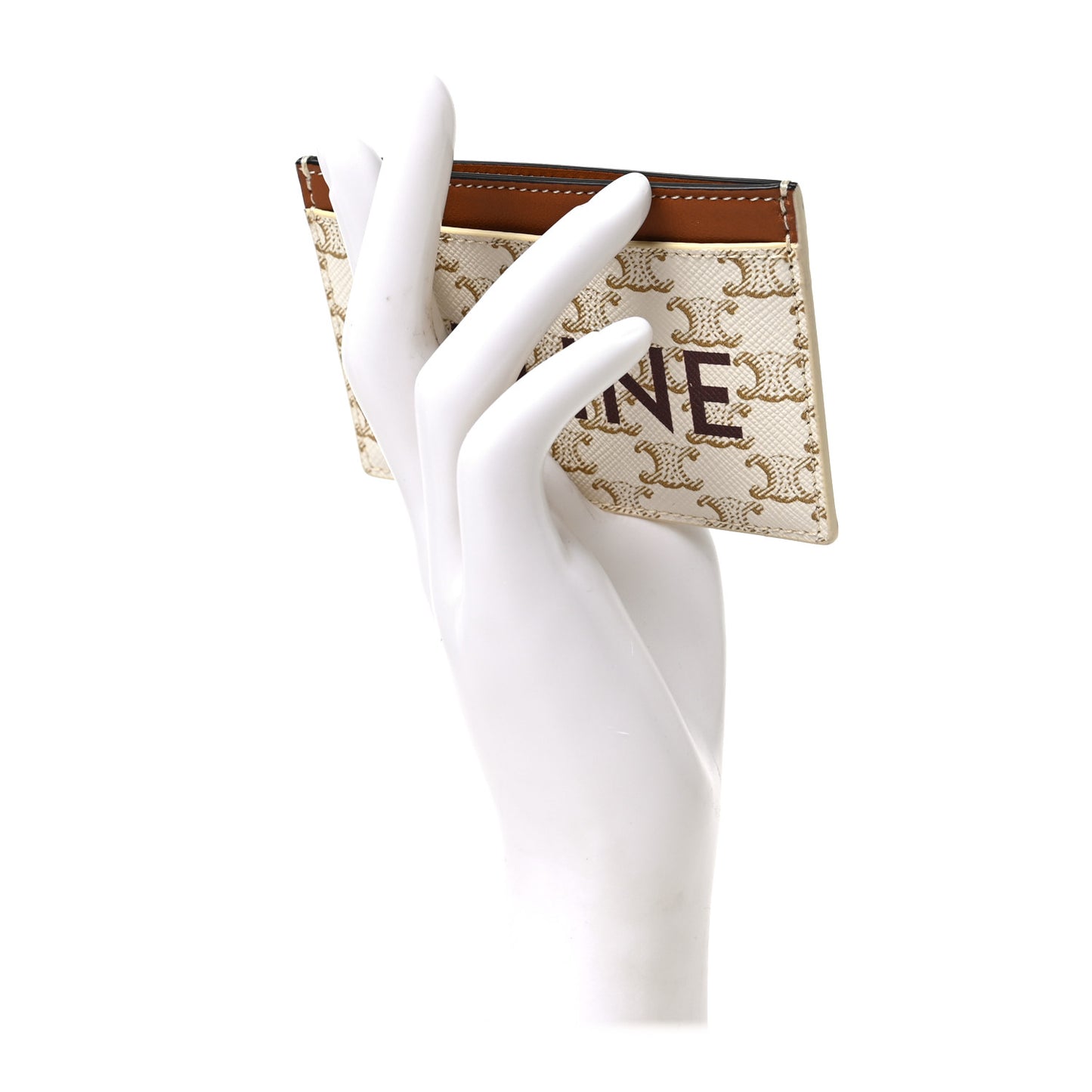 Triomphe Canvas Card Holder White