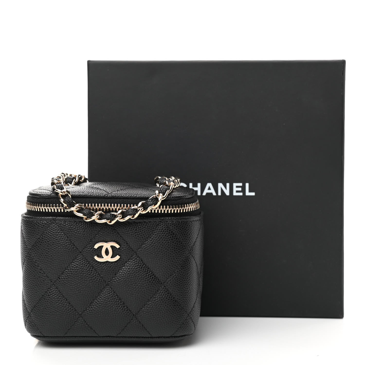 Chanel Caviar Quilted Mini Vanity Case With Chain Black 11 of 11