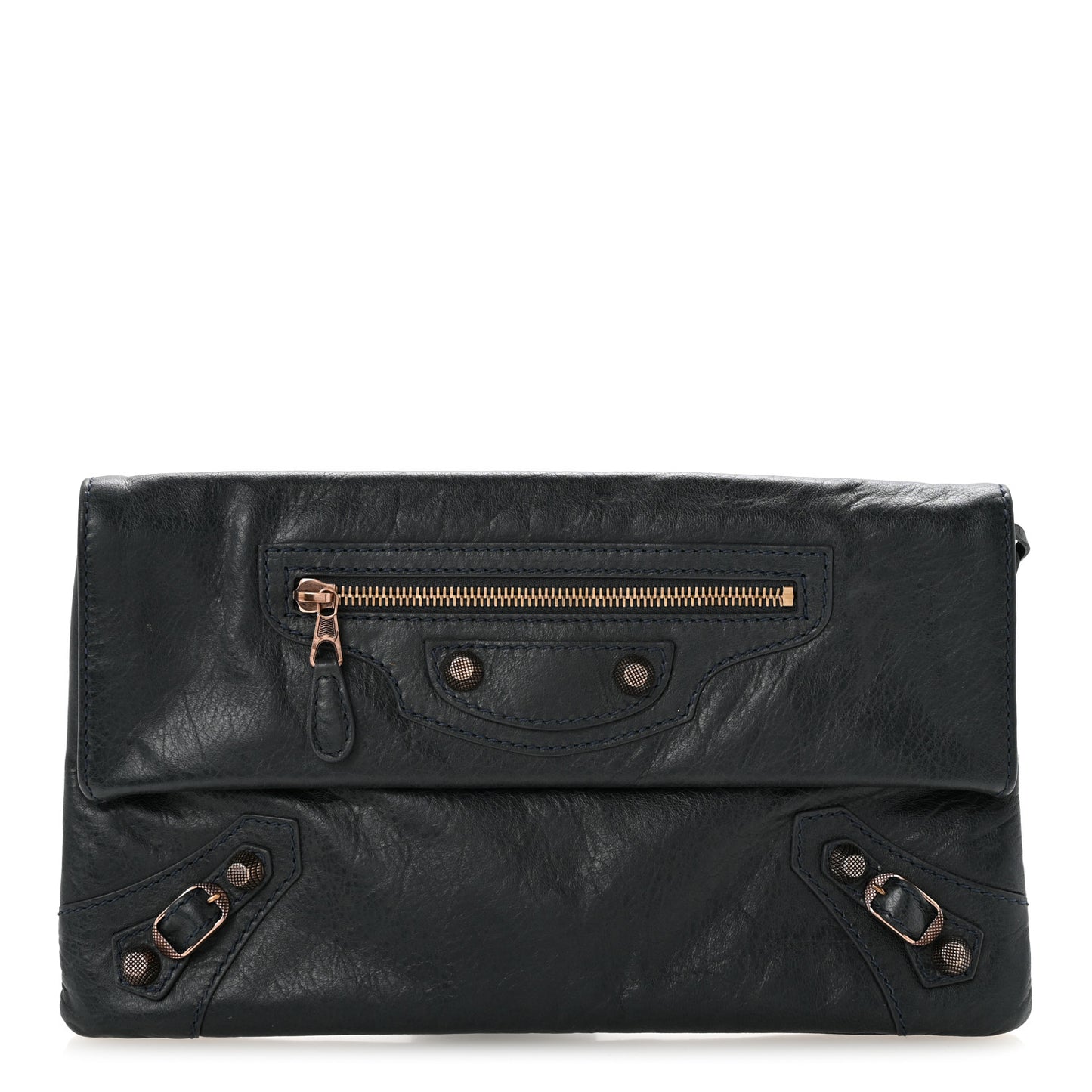 Agneau Giant 12 Rose Gold Hardware Envelope Clutch Anthracite