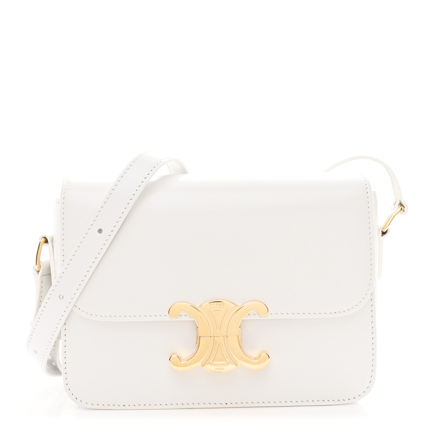 Celine Shiny Calfskin Teen Triomphe White 1 of 10