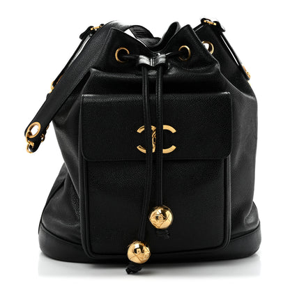 Chanel Caviar CC Drawstring Shoulder Bag Black 1 of 16