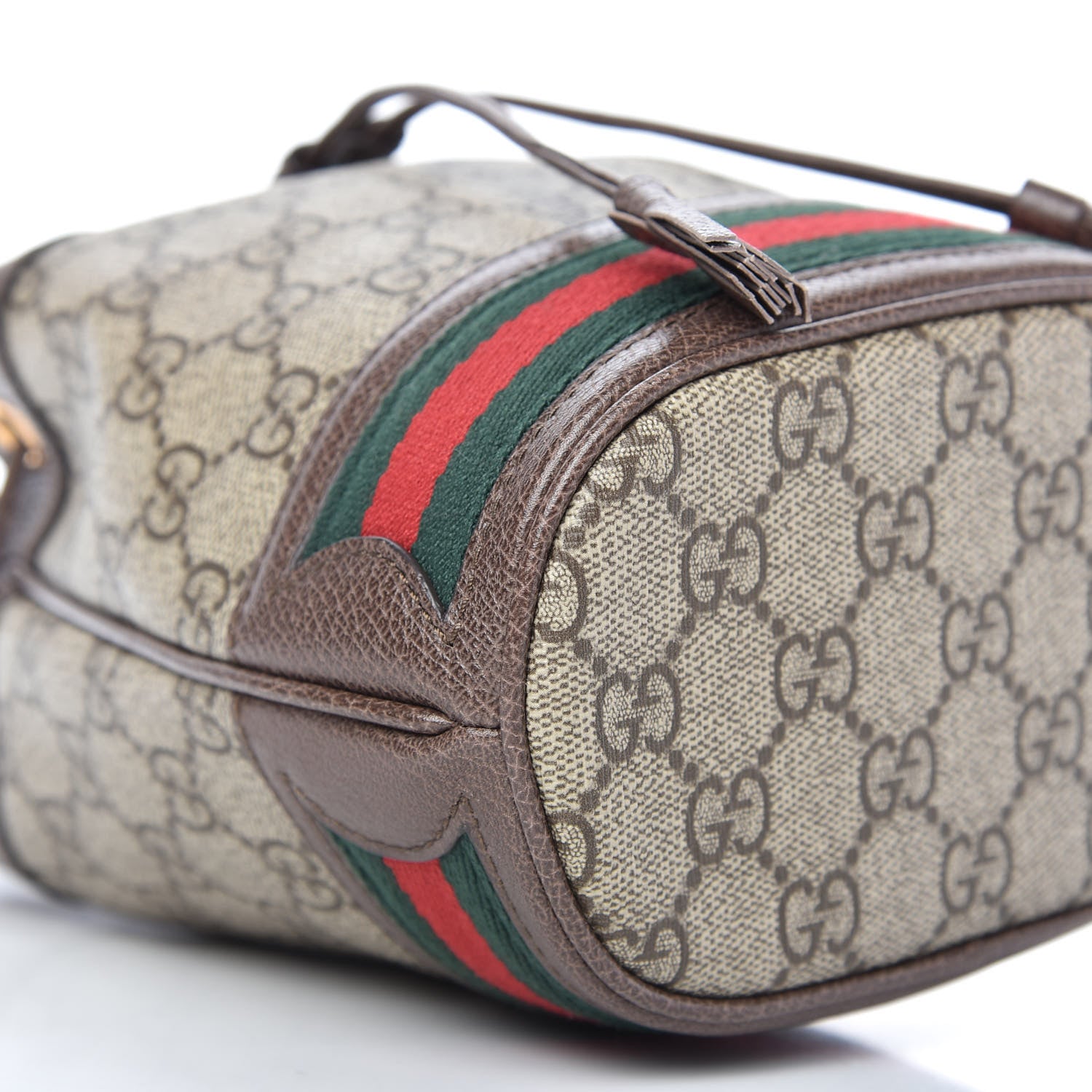 Gucci GG Supreme Monogram Web Mini Ophidia Bucket Bag Brown 6 of 9