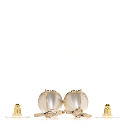 Chanel Crystal Pearl CC Fantasy Drop Earrings Gold Black 3 of 5