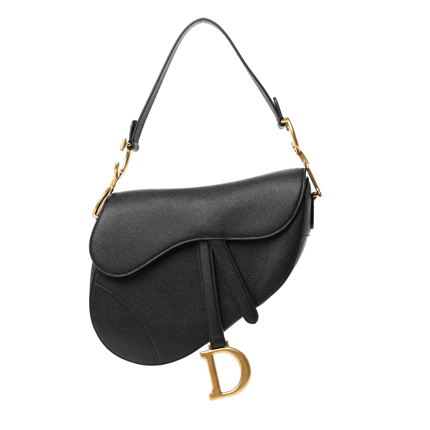 Grained Calfskin Saddle Bag Black