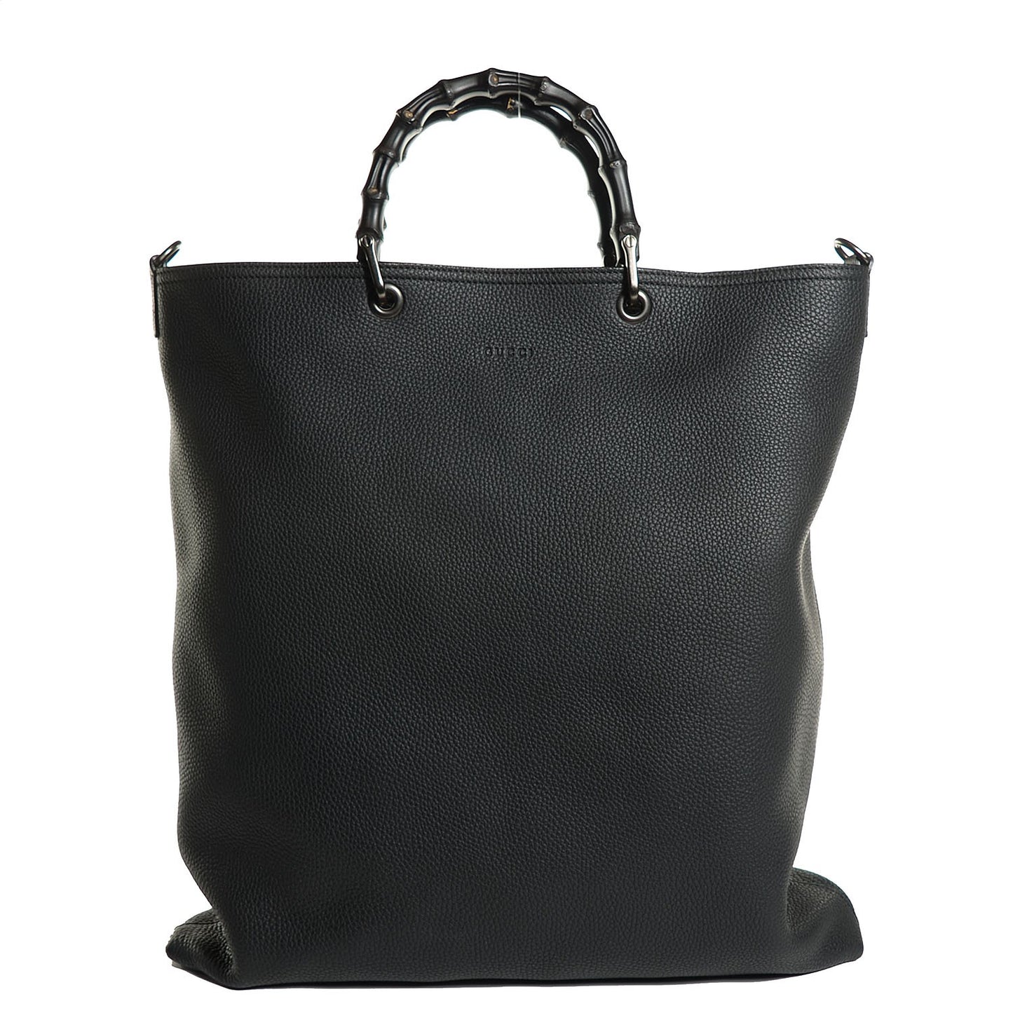Pebbled Calfskin Large Bamboo Convertible Tote Black