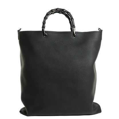 Gucci Pebbled Calfskin Large Bamboo Convertible Tote Black 1 of 7