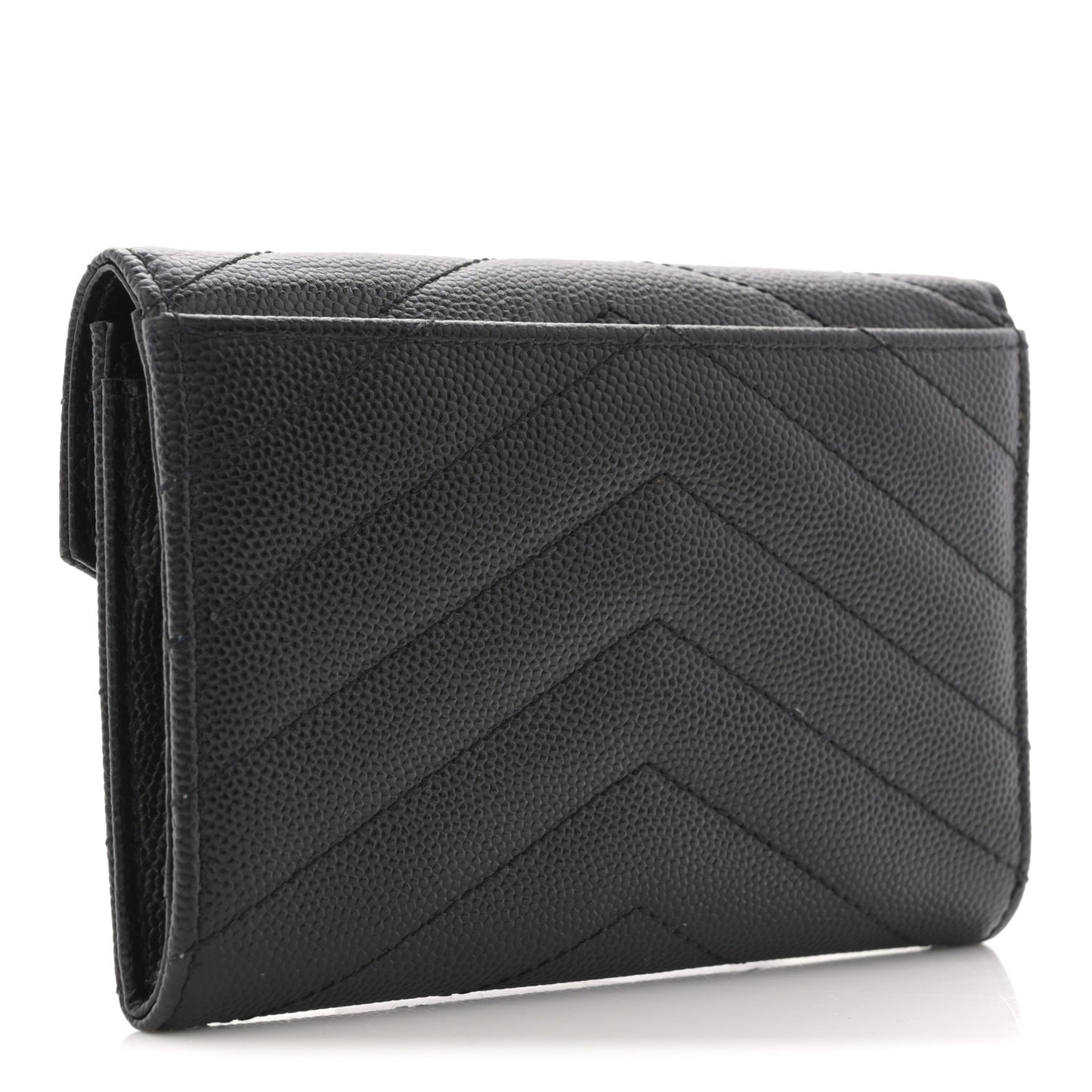 Grain De Poudre Matelasse Chevron Small Monogram Envelope Wallet Black
