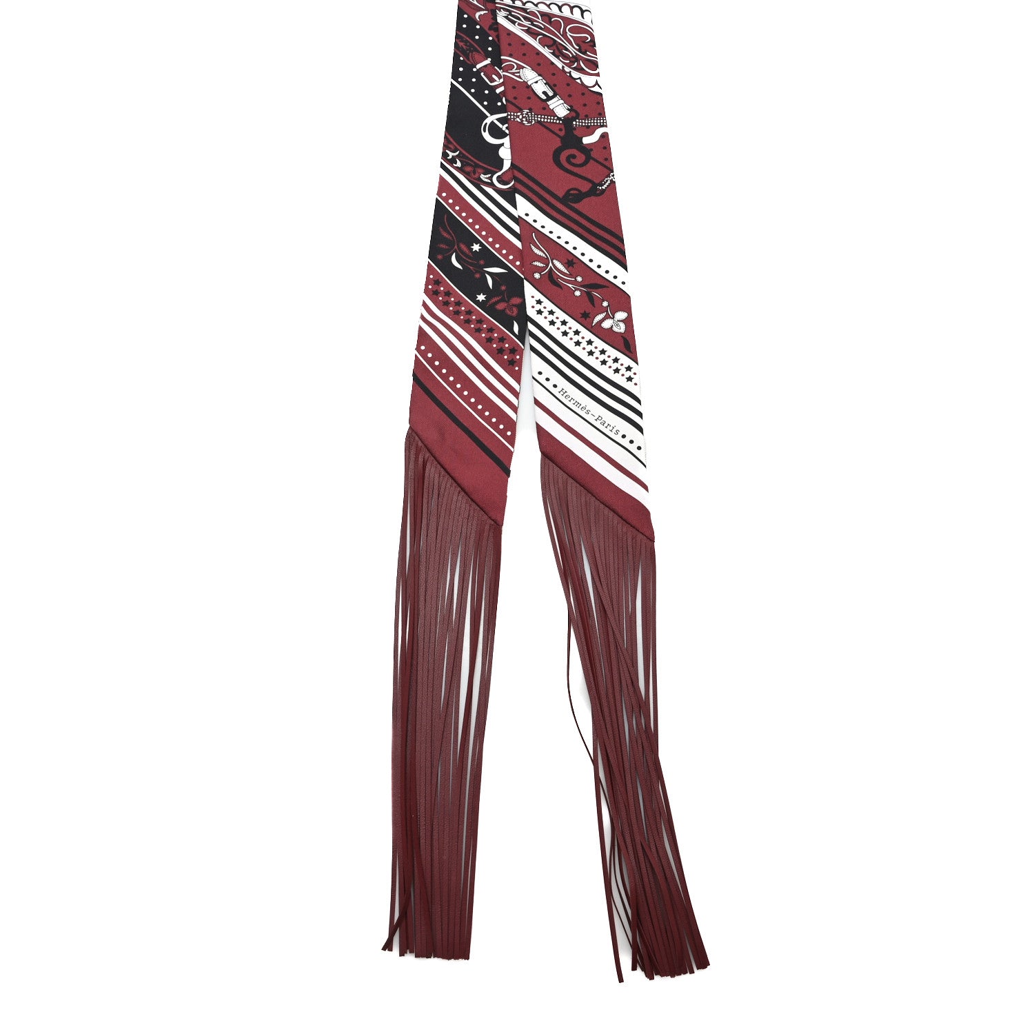 Hermes Silk Festival Des Amazones Bandana Fringed Twilly Rouge H 2 of 4