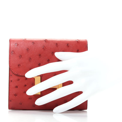 Hermes Ostrich Constance Short Wallet Rouge Vif 2 of 7