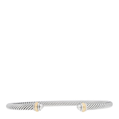 David Yurman Sterling Silver 18K Yellow Gold 4mm Cable Classics Bracelet 1 of 4