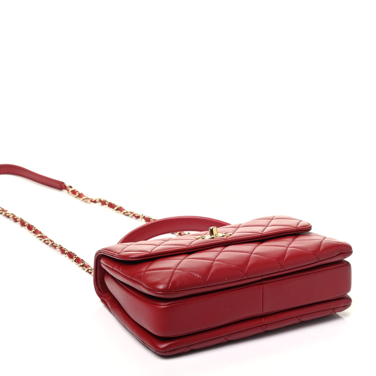 Lambskin Quilted Small Trendy CC Flap Dual Handle Bag Red