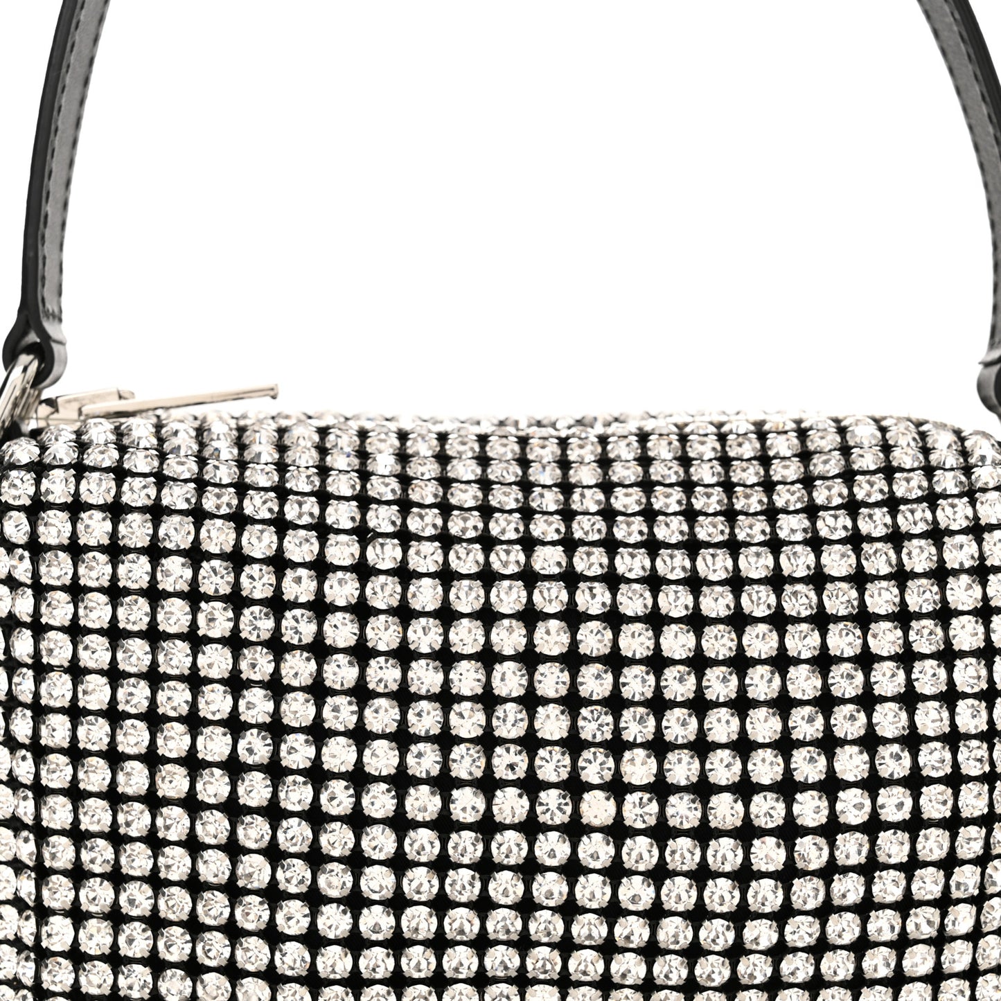 Mesh Crystal Rhinestone Mini Heiress Pouch Black Silver