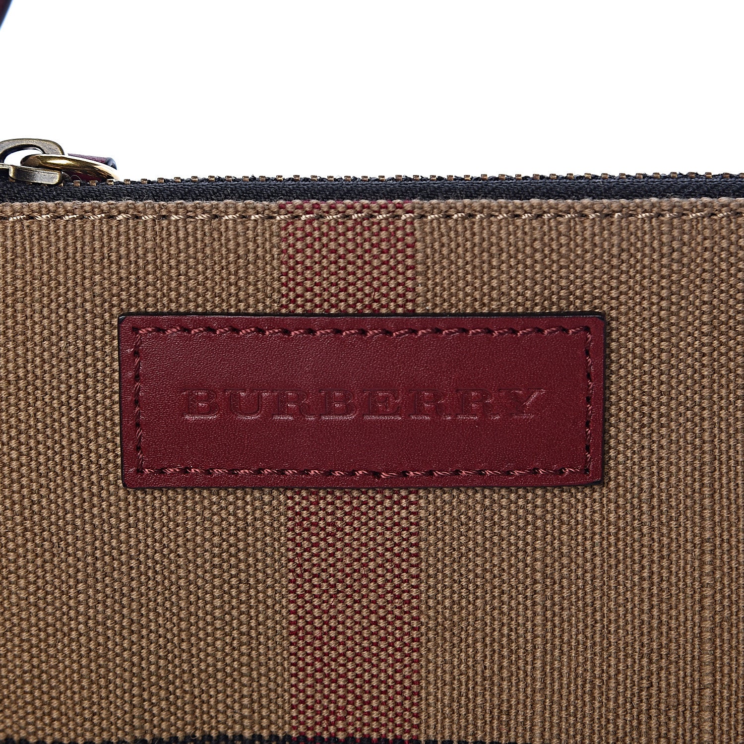 Burberry Grainy Calfskin Mega Check Tassel Heston Tote Burgundy Red 8 of 13