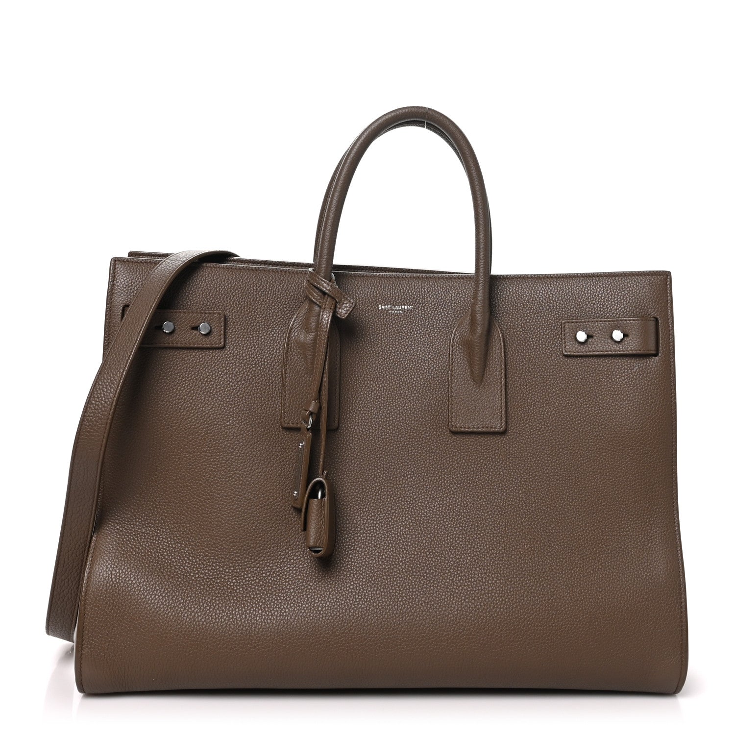 Saint Laurent Grained Calfskin Large Thin Sac De Jour Dark Wood 1 of 10