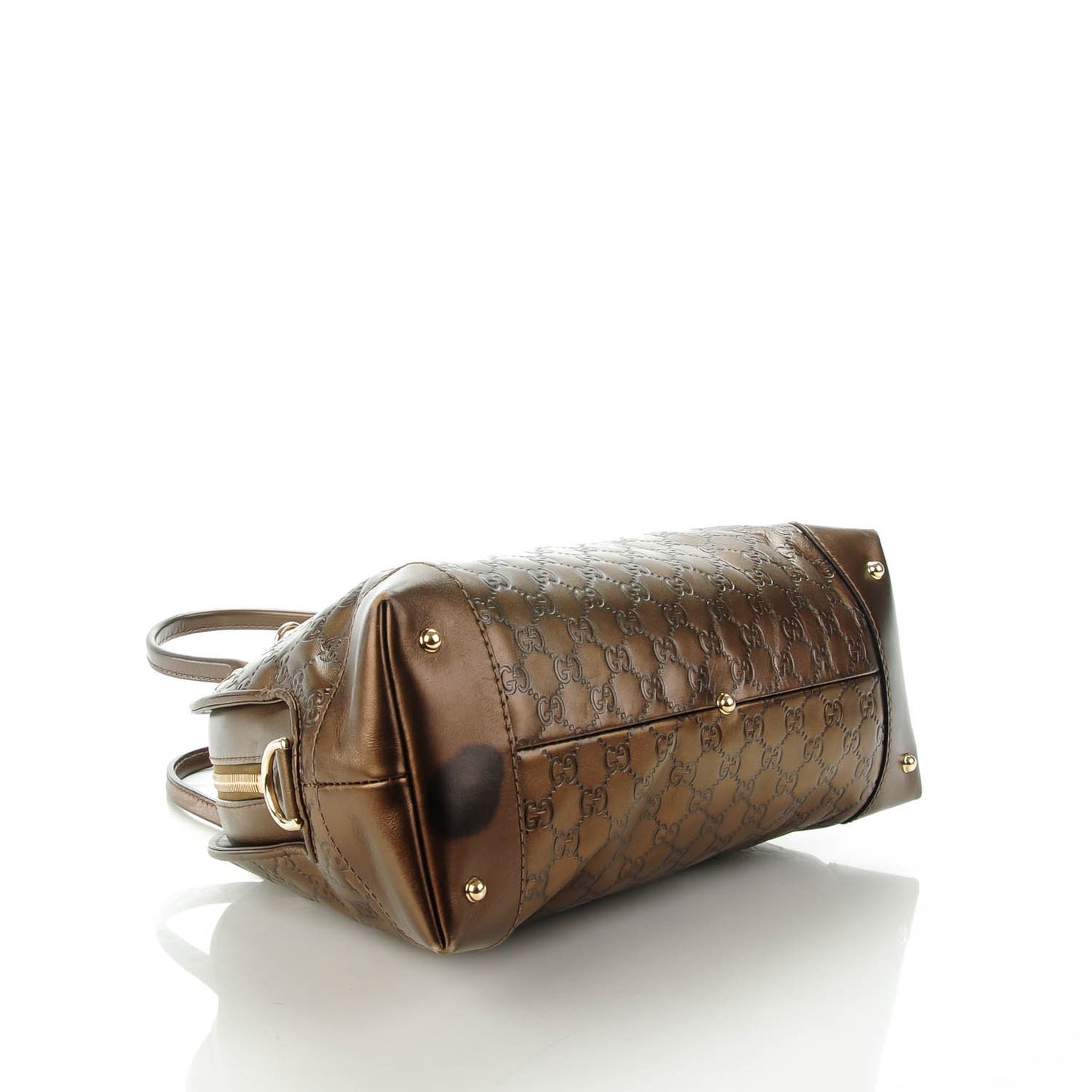 Metallic Guccissima Heart Bit Charm Dome Satchel Bronze
