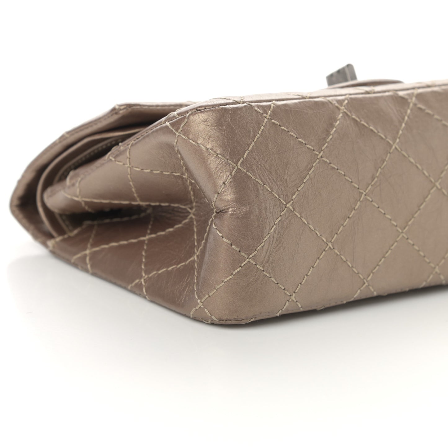Aged Calfskin Quilted 2.55 Reissue 224 Flap Dark Gold