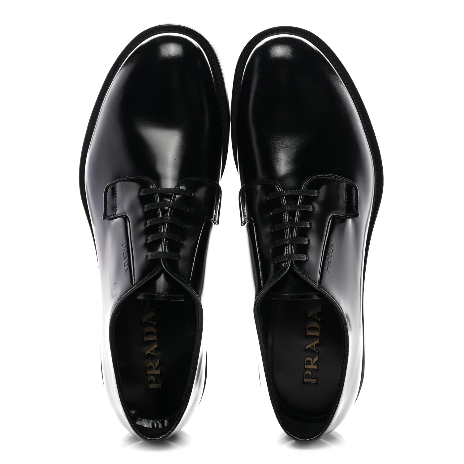 Prada Spazzolato Mens Derby Loafers 9 Black 2 of 11